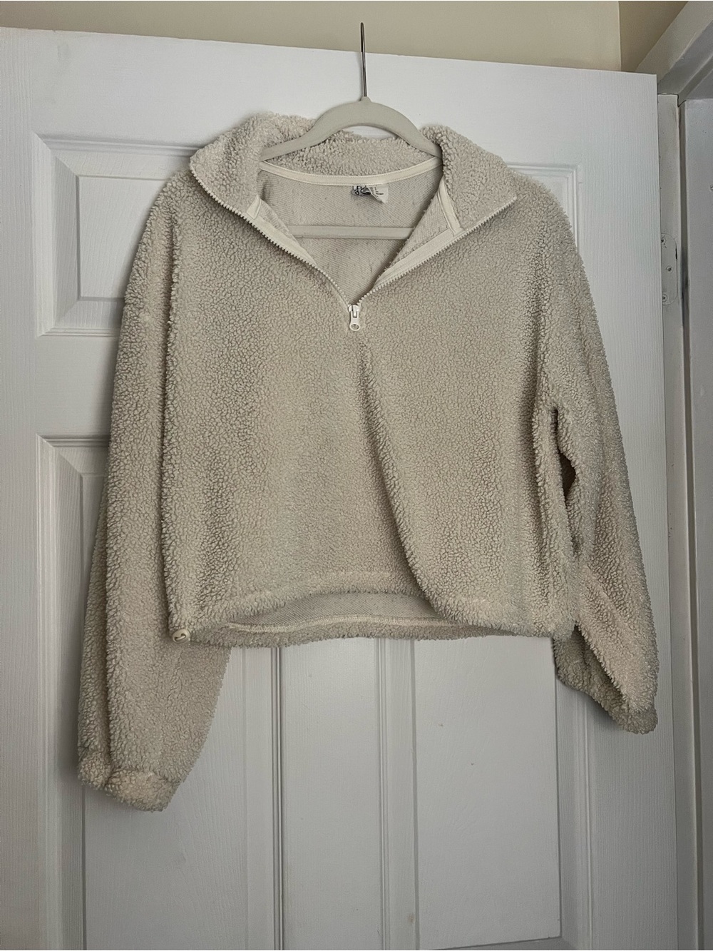 H&M Cream Quarter Zip Fleece, Size Small